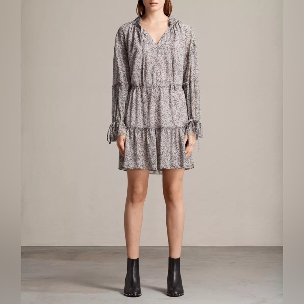 ALL SAINTS NWT Relaxed Fit Adara Leodot Animal Print Dress, Size Small